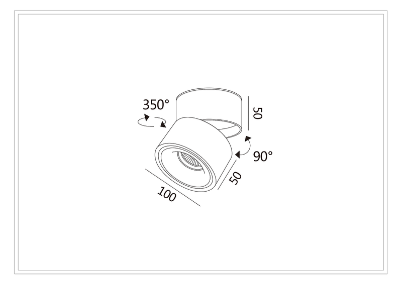 3A Lighting 12W Folding Surface Mounted Downlight (DL3017-WHTC12C02)