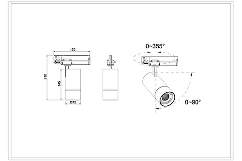 3A Lighting 20W LED Zoom Track Light (BJ20-BK|WHTC20C02)