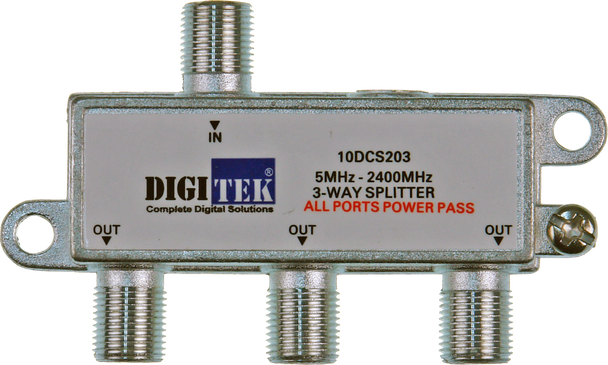 Digitek 5-2400MHZ F Type Splitter - All Leg Power Pass