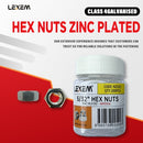 Lexem Hex Nuts Zinc Plated 100pcs