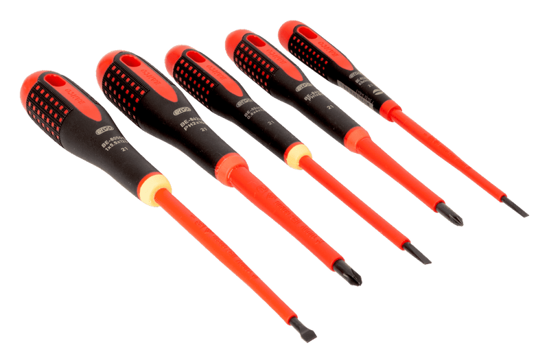 Bahco ERGO™ VDE Insulated Slotted and Phillips Screwdriver Set with 3-Component Handle - 5 Pcs (BE-9881S)