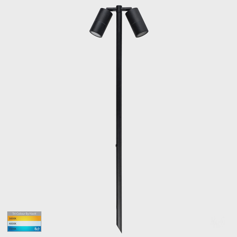 Havit Lighting Tivah Black TRI Colour Double Adjustable LED Bollard Spike Light (HV1425T)