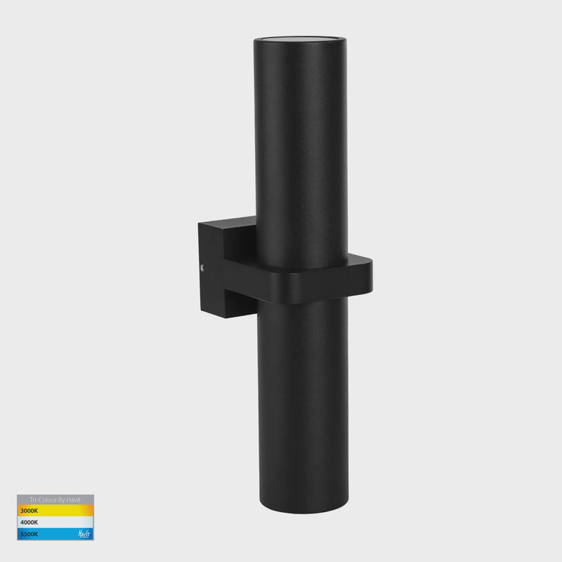 Havit Lighting Luz Black TRI Colour Single Up & Down Wall Pillar Lights (HV10291T)