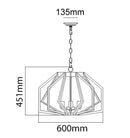 CLA GAMBA: Industrial White Rustic Wide Angular Cage Pendant Light