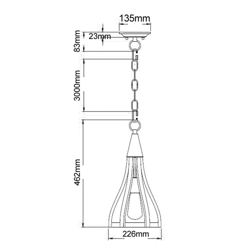 CLA KHALEESI: Medieval Style Rustic Oak Dark Red Wood Small Bell Shape Pendant Light