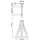 CLA KHALEESI: Medieval Style Rustic Oak Dark Red Wood Medium Bell Pendant Light