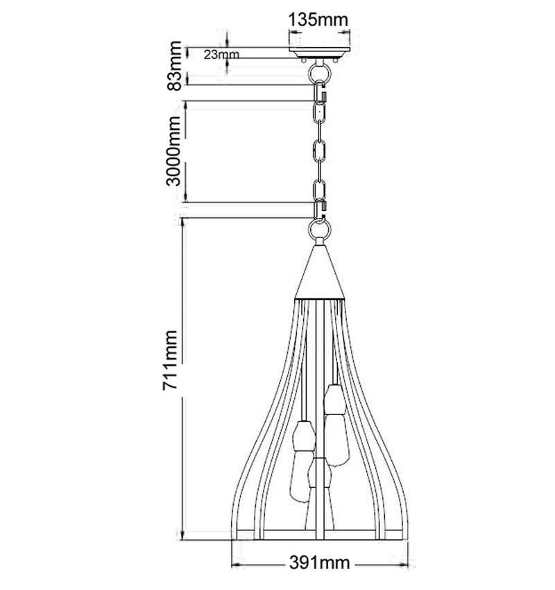 CLA KHALEESI: Medieval Style Rustic Oak Dark Red Wood Medium Bell Pendant Light