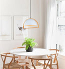 CLA SWING: Dome With Wood Frame Pendant Lights