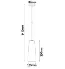 CLA CHUVA: Smokey Black Mirror Finish Glass with Rain Drop Effect Long Cone Pendant Light