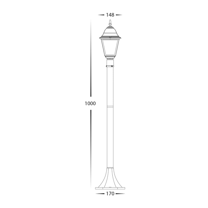 Havit Lighting Newark Aluminium Black 4 Panel Post Light (HV1651W-P-BLK)
