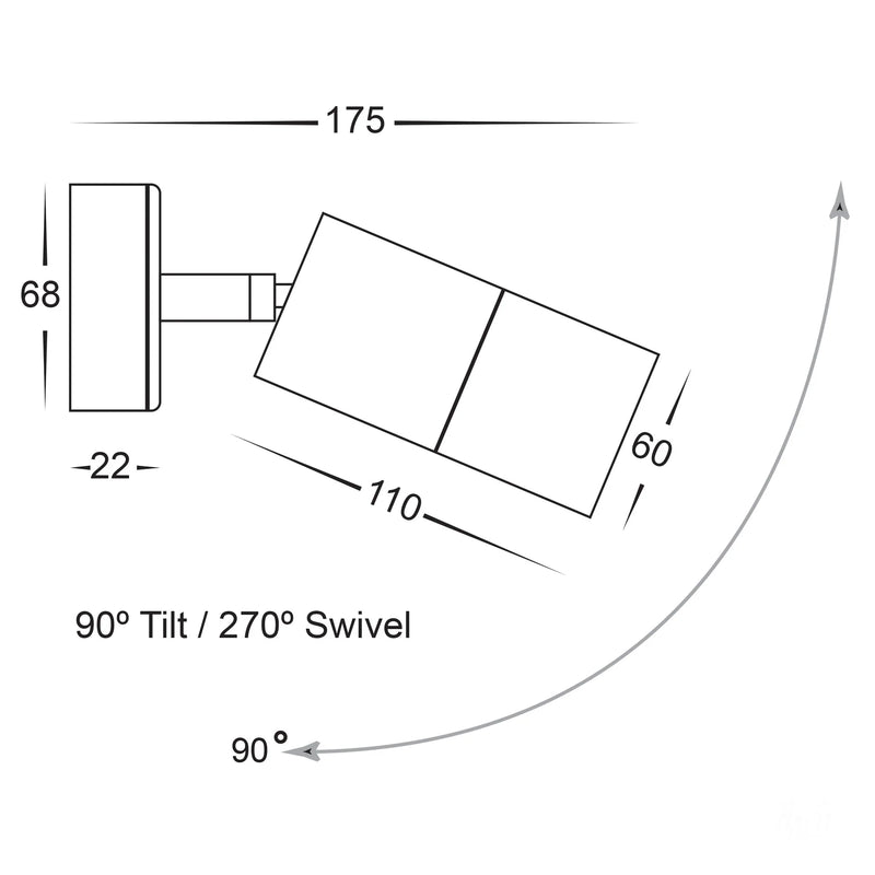 Havit Lighting Tivah Black TRI Colour Single Adjustable Wall Pillar Lights (HV1225T-HV1227T)