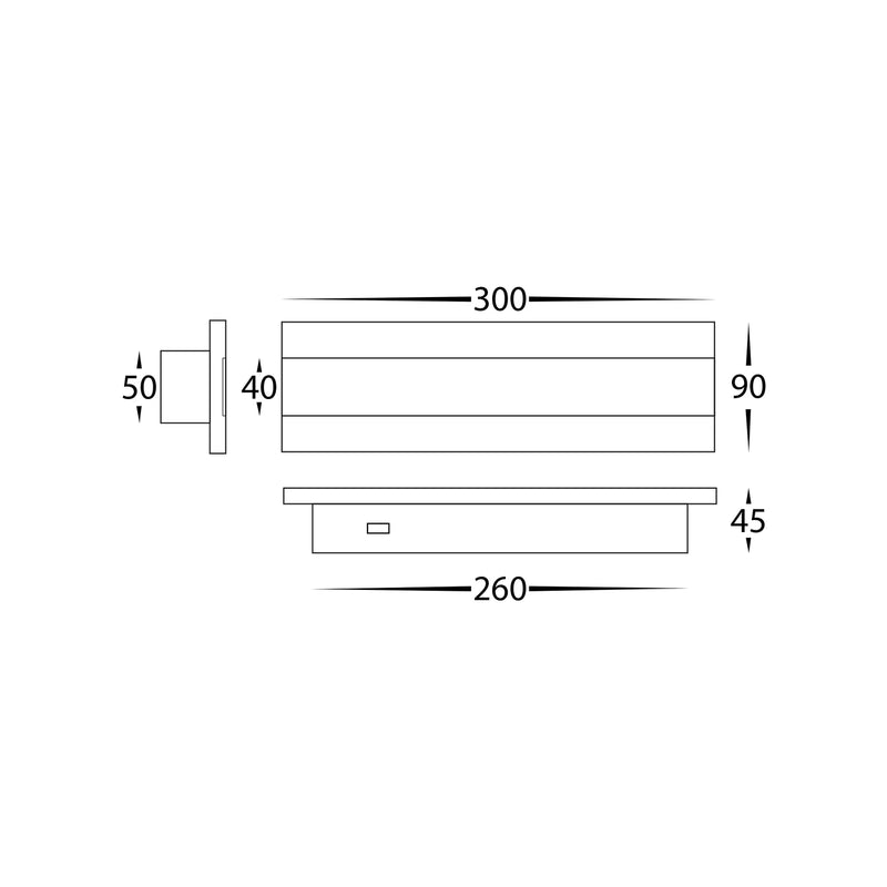 Havit Lighting Barline Aluminium Black 300mm Wall Light (HV3581T-BLK)