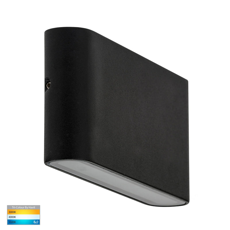 Havit Lighting Lisse Black Fixed Down TRI Colour LED Wall Light (HV3643T-BLK)