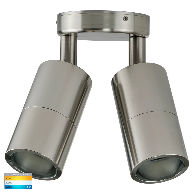 Havit Lighting Tivah 316 Stainless Steel TRI Colour Double Adjustable Wall Pillar Lights (HV1305T-HV1307T)