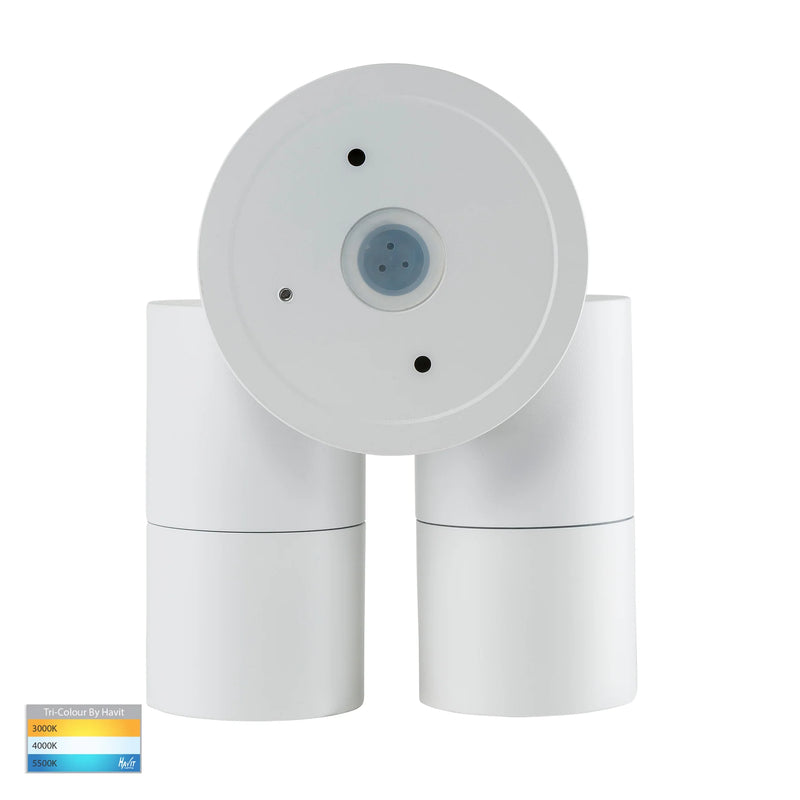 Havit Lighting Tivah Aluminium White TRI Colour Double Adjustable Spot Lights with Sensor (HV1335T-PIR | HV1336T-PIR)