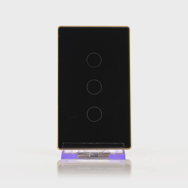 Havit Lighting Wifi 3 Gang Black with Gold Trim Wall Switch (HV9220-3)