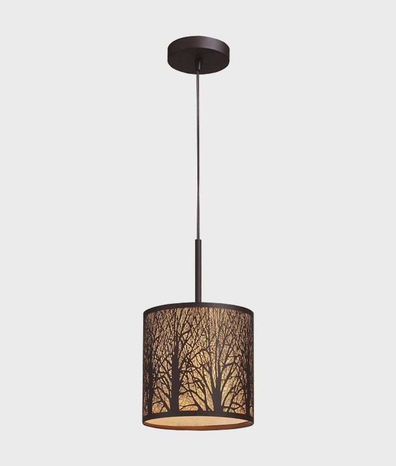 CLA AUTUMN: Small Round Aged Bronze with Amber Lining Pendant Light