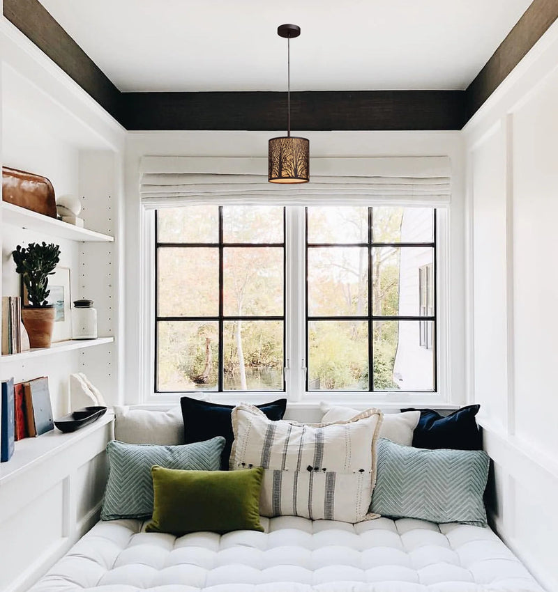 CLA AUTUMN: Small Round Aged Bronze with Amber Lining Pendant Light