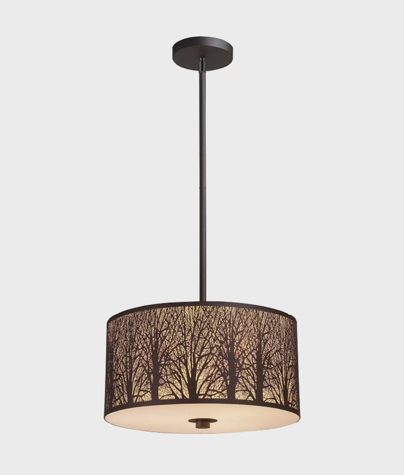 CLA AUTUMN: Large Drum Aged Bronze with Amber Lining Pendant Light
