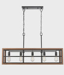 CLA BANQUET: Retro Interior Rectangular Wood Frame Pendant Light