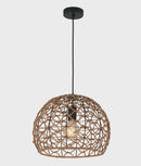 CLA CANAMO: Bohemian Interior Natural Hemp Rope & Black Hardware Dome Pendant Light