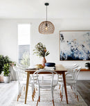 CLA CANAMO: Bohemian Interior Natural Hemp Rope & Black Hardware Dome Pendant Light