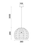 CLA CANAMO: Bohemian Interior Natural Hemp Rope & Black Hardware Dome Pendant Light