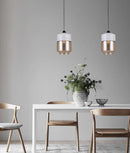 CLA CASA: White With Amber Jar Shape Pendant Light