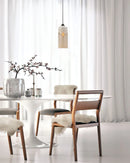 CLA CASA: Retro White With Amber Oblong Pendant Light