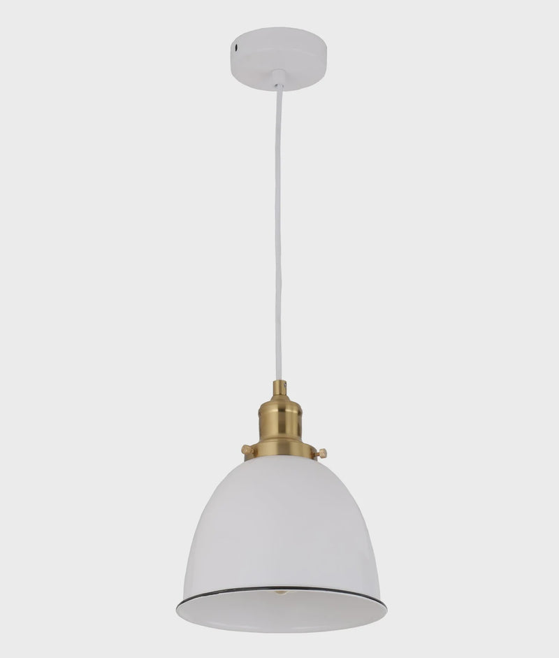 CLA CEREMA: Interior White with Antique Brass & Black Highlight Ellipse Pendant Light