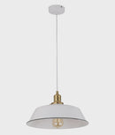 CLA CEREMA: Interior White with Antique Brass & Black Highlight Angled Dome Pendant Light