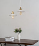 CLA CEREMA: Interior Small White with Antique Brass & Black Highlight Coolie Pendant Light