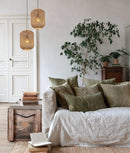 CLA CESTA: Bohemian Interior Cylinder Brown/Natural Bamboo Cage Pendant Light
