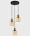 CLA CHAMPAN: Interior Bronze Amber / Smokey Black Glass Ellipse Multiple Round Base Pendant Lights