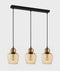 CLA CHAMPAN: Interior Bronze Amber / Smokey Black Glass Ellipse Multiple Bar Base Pendant Lights X3S