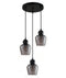 CLA CHAMPAN: Interior Bronze Amber / Smokey Black Glass Ellipse Multiple Round Base Pendant Lights