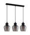 CLA CHAMPAN: Interior Bronze Amber / Smokey Black Glass Ellipse Multiple Bar Base Pendant Lights X3S