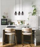 CLA CHAMPAN: Interior Bronze Amber / Smokey Black Glass Ellipse Multiple Bar Base Pendant Lights X3S