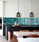 CLA CHUVA: Smokey Black Mirror Finish Glass with Rain Drop Effect Wine Glass Shape Pendant Light