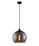 CLA CHUVA: Smokey Black Mirror Finish Glass with Rain Drop Effect Wine Glass Shape Pendant Light