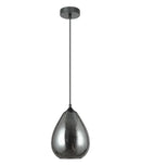 CLA CHUVA: Smokey Black Mirror Finish Glass with Rain Drop Effect Oval Pendant Light