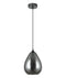 CLA CHUVA: Smokey Black Mirror Finish Glass with Rain Drop Effect Oval Pendant Light