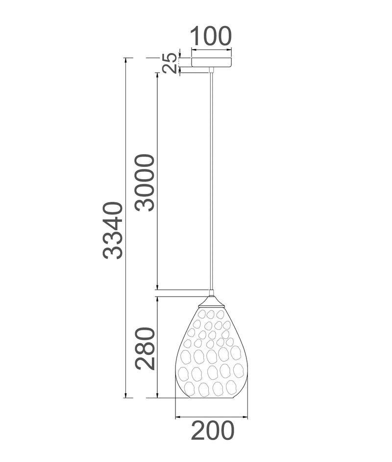 CLA CHUVA: Smokey Black Mirror Finish Glass with Rain Drop Effect Oval Pendant Light