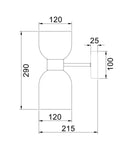 CLA CLESSIDRA: Interior Mirror Finish Smokey Black / Opal Glass Ellipse Wall Lights