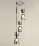 CLA CLESSIDRA: Interior Mirror Finish Smokey Black / Opal Glass Ellipse Multiple Round Base Pendant Lights