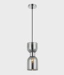 CLA CLESSIDRA: Interior Mirror Finish Smokey Black / Opal Glass Ellipse Pendant Lights