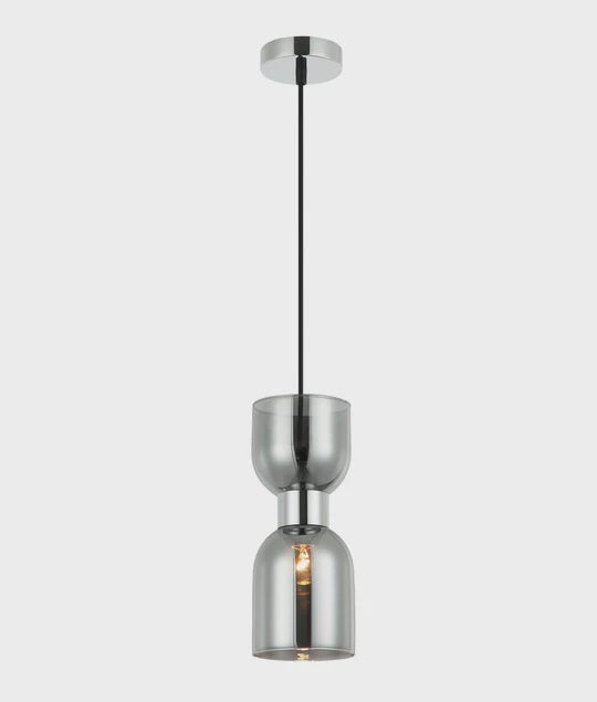 CLA CLESSIDRA: Interior Mirror Finish Smokey Black / Opal Glass Ellipse Pendant Lights