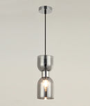 CLA CLESSIDRA: Interior Mirror Finish Smokey Black / Opal Glass Ellipse Pendant Lights