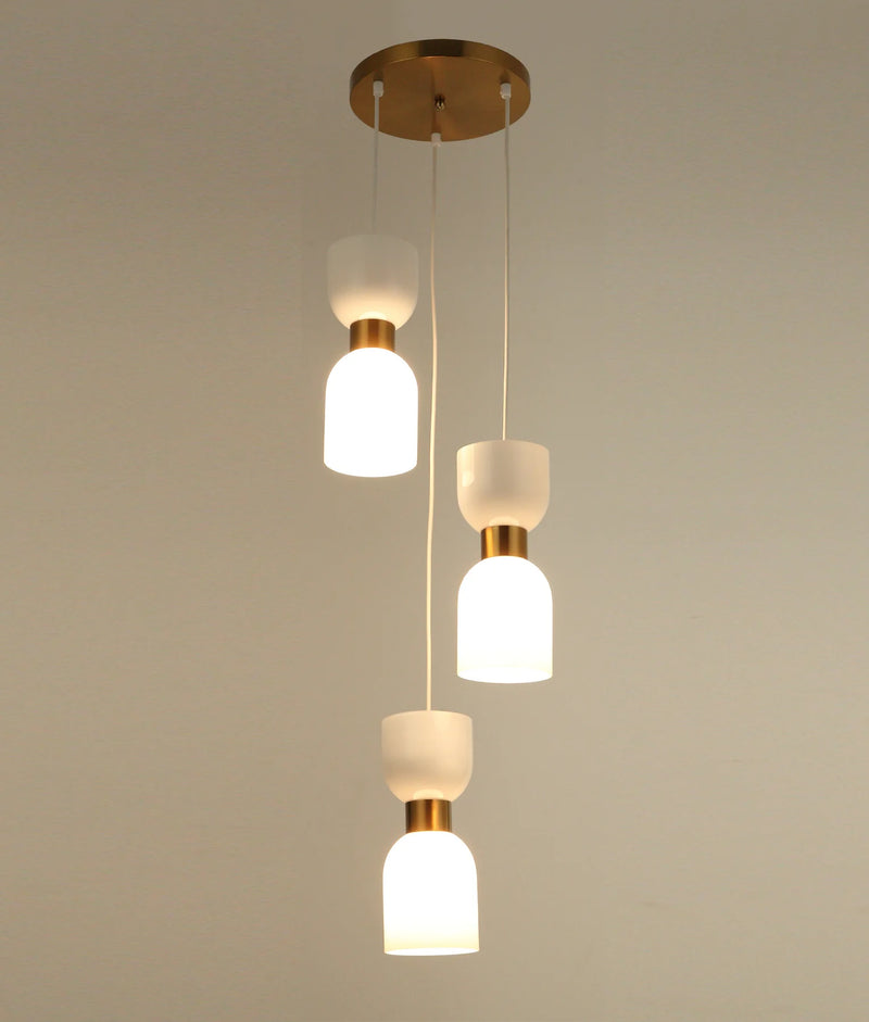 CLA CLESSIDRA: Interior Mirror Finish Smokey Black / Opal Glass Ellipse Multiple Round Base Pendant Lights