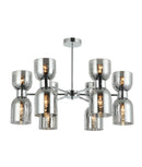 CLA CLESSIDRA: Interior Mirror Finish Smokey Black / Opal Glass Ellipse x12 Round Base Pendant Lights